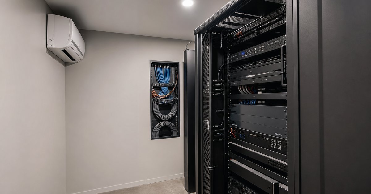 How do you design a dedicated equipment room for whole-home automation hardware?
